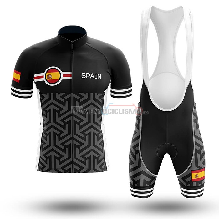 Abbigliamento Ciclismo Campione Spagna Manica Corta 2020 Nero